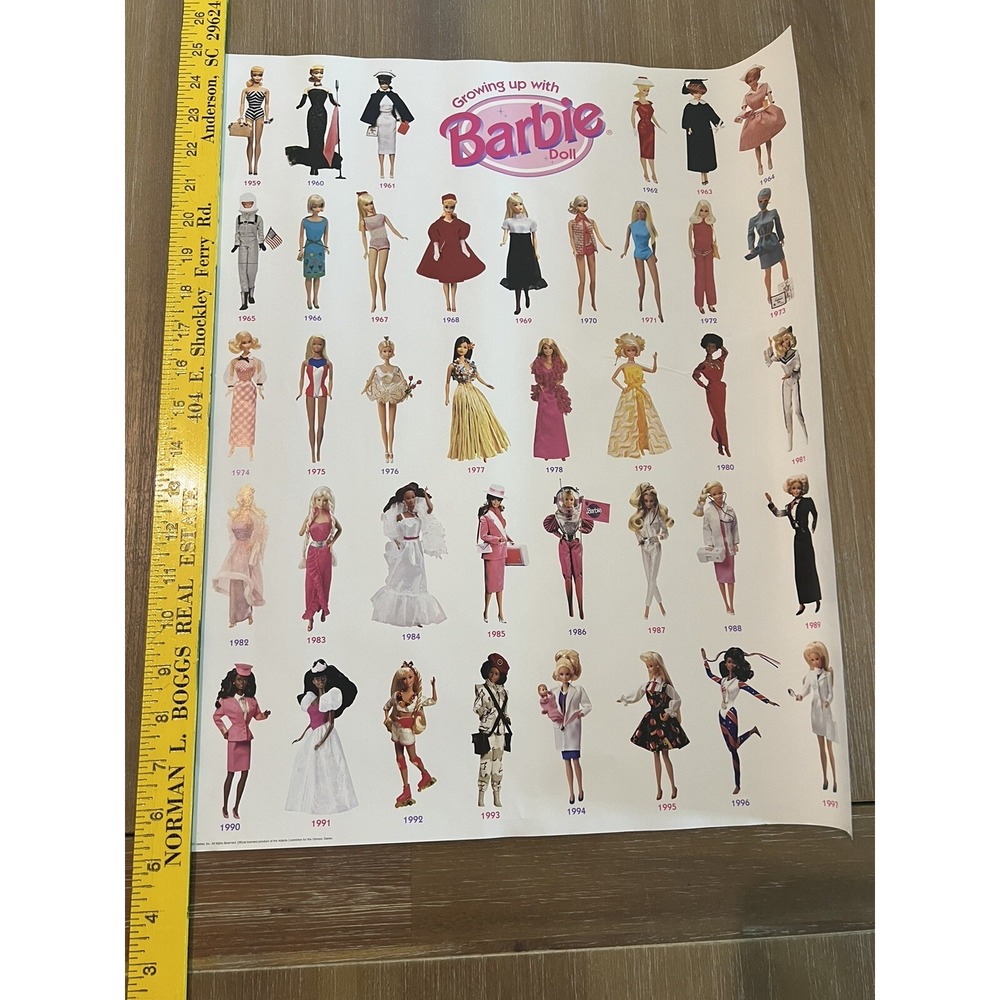 Lot Of 10 VTG ‎ MATTEL GROWING UP WITH BARBIE DOLL "1959-1997" WALL ART POSTER